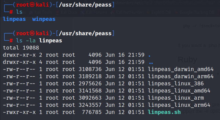 Peass-NG agora é nativo do Kali linux